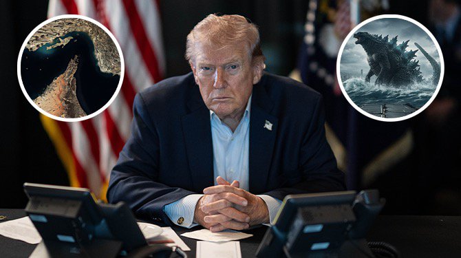 Trump woedend omdat Japan weigert Godzilla naar de Straat van Hormuz te sturen