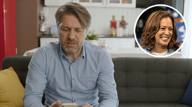 Amerikaanse man die Trump ziet dreigen met ‘uitsterven beschaving’ vindt nog steeds dat Kamala Harris raar lacht