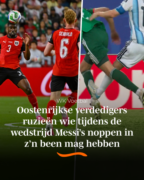 Oostenrijkse verdedigers ruzieën wie tijdens de wedstrijd Messi’s noppen in z’n been mag hebben