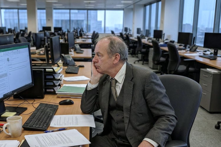 Ambtenaar ondanks de hitte toch op zijn werk