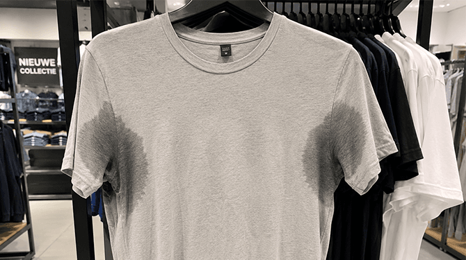 Nieuw shirt waar al zweetvlekken inzitten dé nieuwe trend voor deze zomer