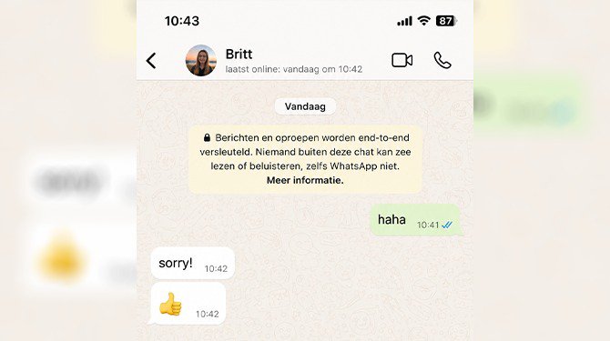 Appgesprek klaar want duimpje