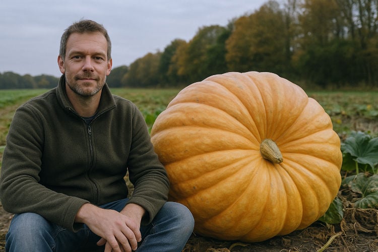 Pepijn (42) kweekt grootste pompoen van Gelderland: “Ik wil hiermee iets geweldigs nalaten aan de wereld”