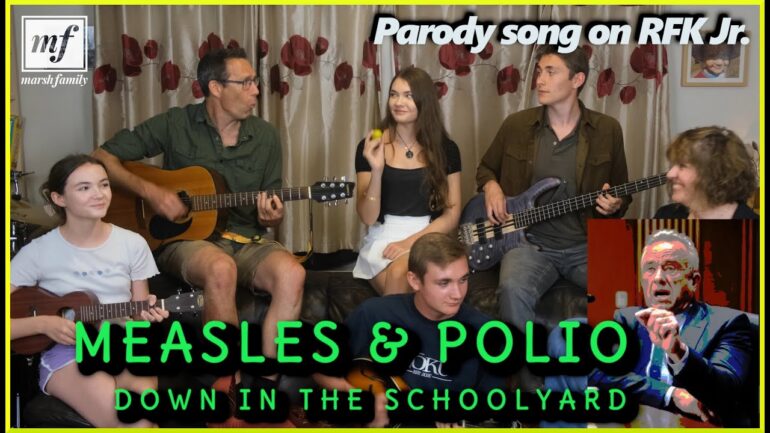 "Measles and Polio Down in the Schoolyard" - Marsh Family parody of Paul Simon "Me and Julio" on RFK