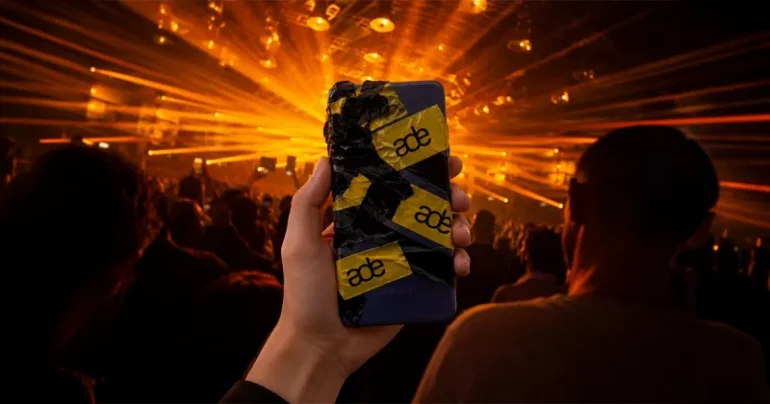 Telefoon met goede camera volledig afgeplakt met tape bij ADE-feest:  ‘Camera is te sick’