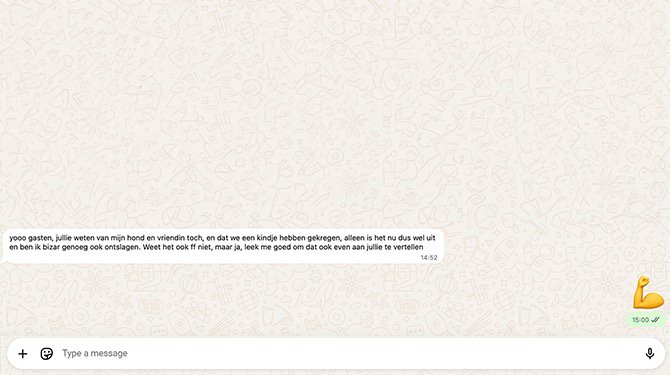Man vervangt uitgebreid hart onder de riem voor vriend toch maar door spierbalemoji